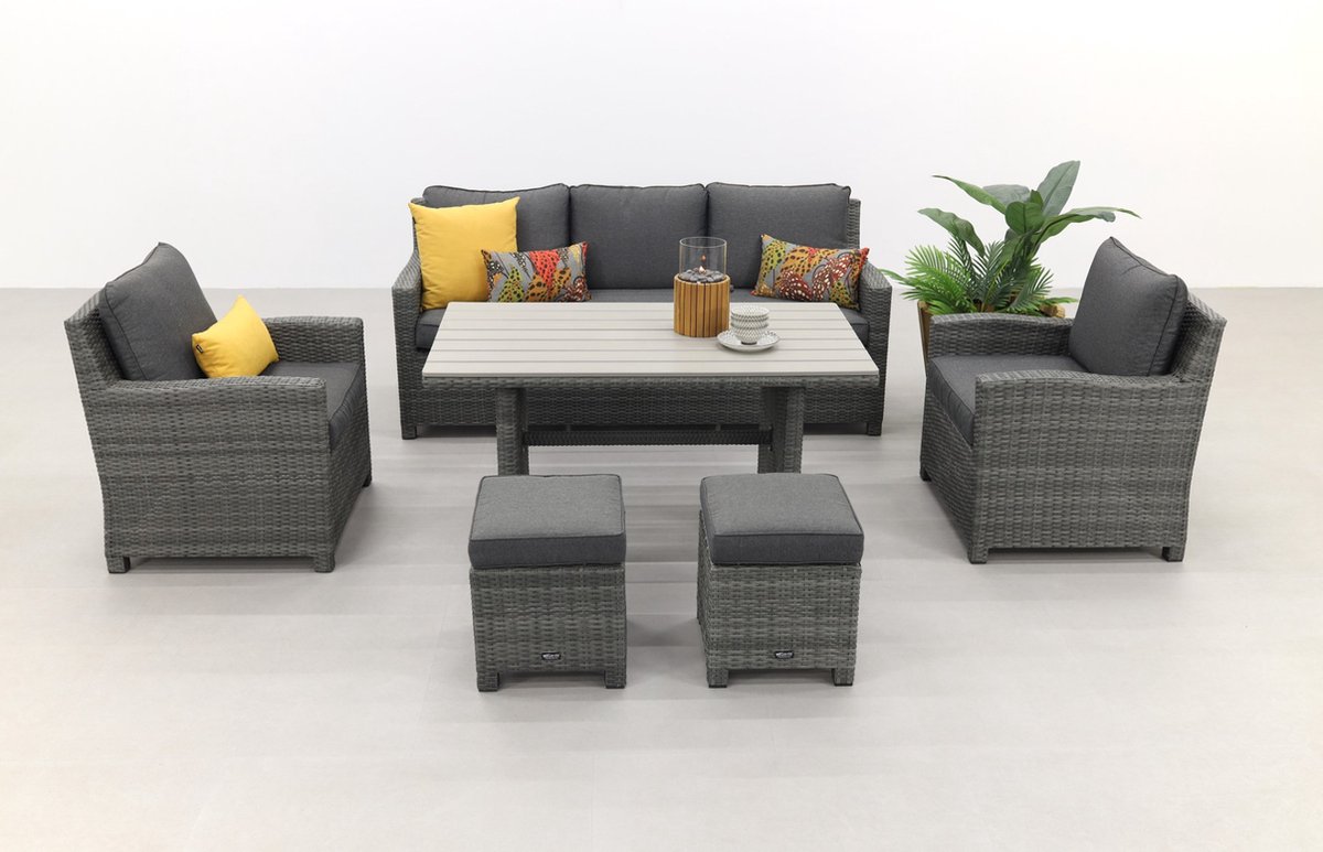 VDG Delta lounge diningset - 6 delig- Organic grey
