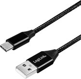 USB 2.0 aansluitkabel, USB (type A) naar USB (type C) zwart, 1m