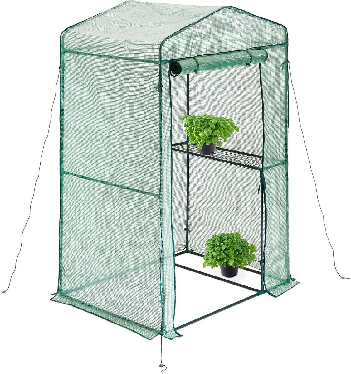 Relaxdays kweekkas - staand - tomatenhuis - tuinkas - PE & ijzer - groen/transparant