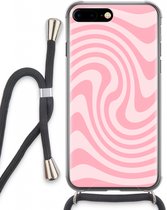 Case Company® - Hoesje met koord geschikt voor iPhone 7 PLUS hoesje met Koord - Swirl Roos - Telefoonhoesje met Zwart Koord - Extra Bescherming aan alle Kanten en Over de Schermrand
