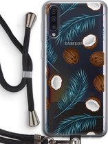Case Company® - Hoesje met koord geschikt voor Samsung Galaxy A50 hoesje met Koord - Kokosnoot - Telefoonhoesje met Zwart Koord - Bescherming aan alle Kanten en Over de Schermrand