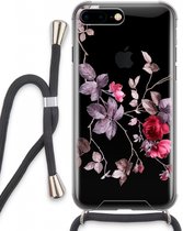 Case Company® - Hoesje met koord geschikt voor iPhone 8 Plus hoesje met Koord - Mooie bloemen - Telefoonhoesje met Zwart Koord - Extra Bescherming aan alle Kanten en Over de Schermrand