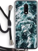 Case Company® - Hoesje met koord geschikt voor OnePlus 7 hoesje met Koord - Zee golf - Telefoonhoesje met Zwart Koord - Bescherming aan alle Kanten en Over de Schermrand