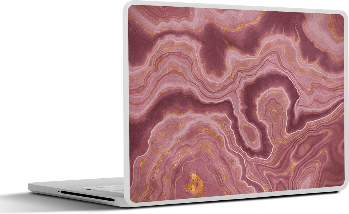 Laptop sticker - 13.3 inch - Agaat - Abstract - Stenen - Roze - 31x22,5cm - Laptopstickers - Laptop skin - Cover