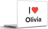 Laptop sticker - 12.3 inch - I love - Olivia - Meisje - 30x22cm - Laptopstickers - Laptop skin - Cover