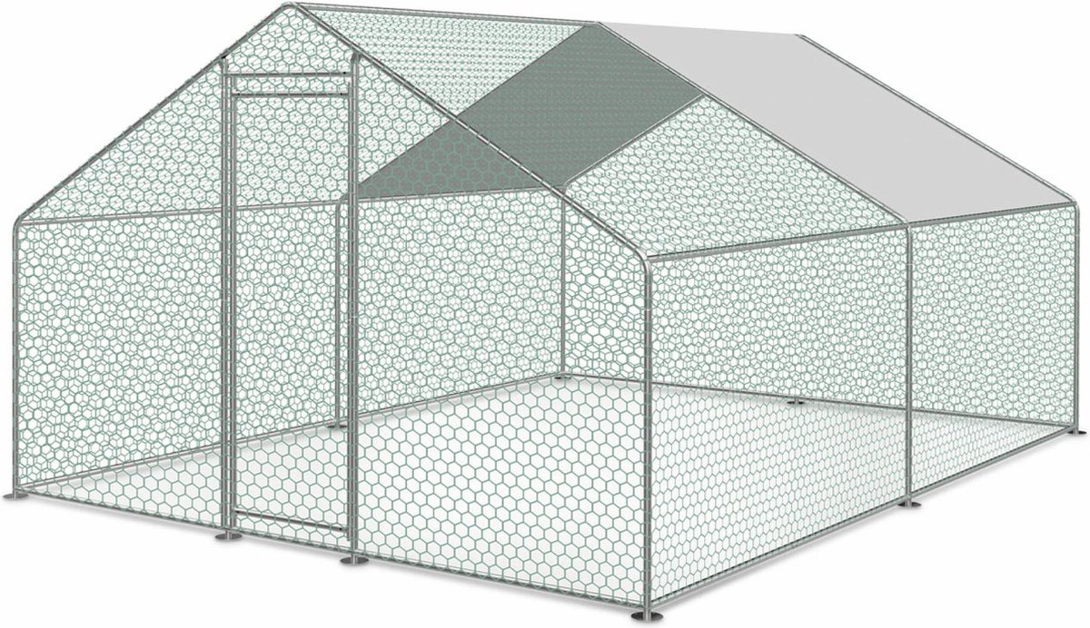 Bol.com sweeek - Kippenren van gegalvaniseerd staal, grijs en groen, verschillende afmetingen - babette aanbieding