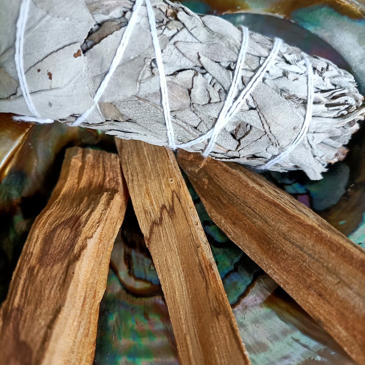 Smudgeset Abalone schelp - Witte Salie - Palo Santo - Smudge - Reinigend - Positiviteit - Thuis - Interieur - Decoratie - Sfeerfilmpje — cadeau in Cadeau-ideeën - foto 3