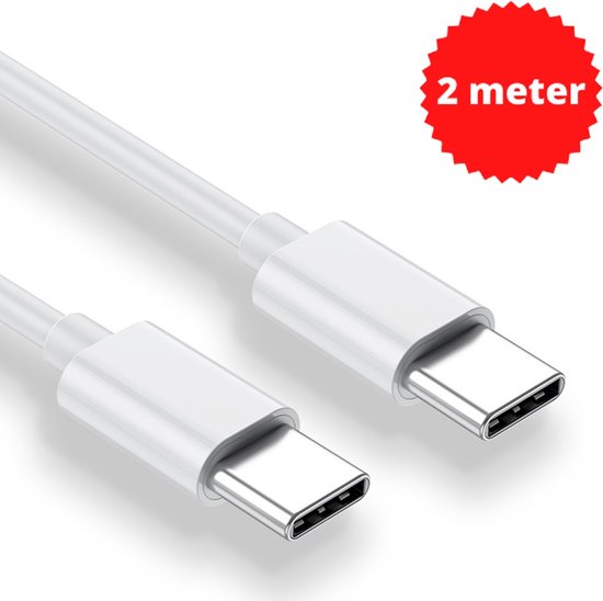 USB C kabel 2 Meter 85W 4A - USB C naar USB C - Geschikt voor Apple iPhone 15, Macbook, iPad Pro/Air, Samsung Galaxy/Note - Extra stevig