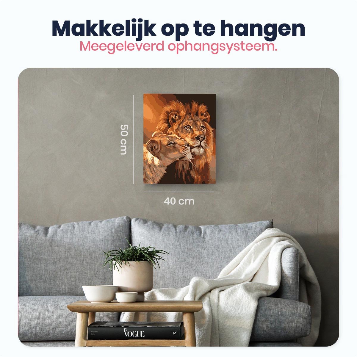Eagle® Schilderen op Nummer Volwassenen - Leeuwen - Gespannen op Frame - 50x40cm — afbeelding 6