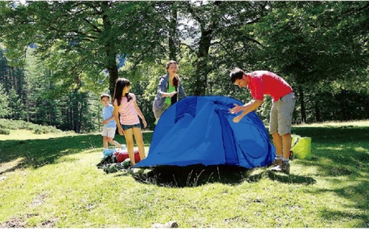 Pop Up Tent 245 X 145 X 95 Cm Waterdicht & Uv Beschermd - Blauw - 2 Persoons – foto 4