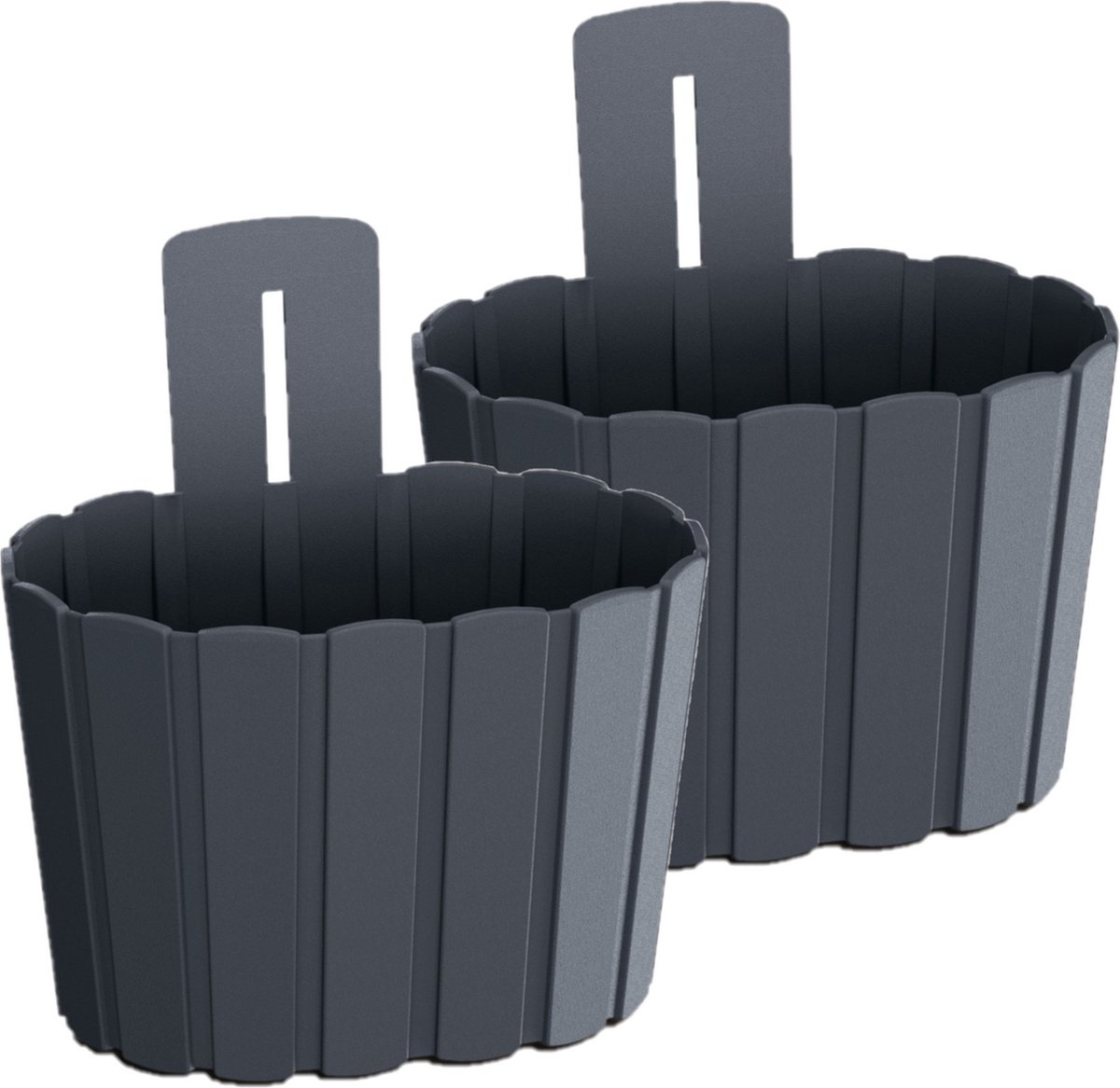 Set Van 2x Stuks Wood look Muur wand schutting Plantenpot bloempot set-van-2x-stuks-wood-look-muur-wand-schutting-plantenpot-bloempot