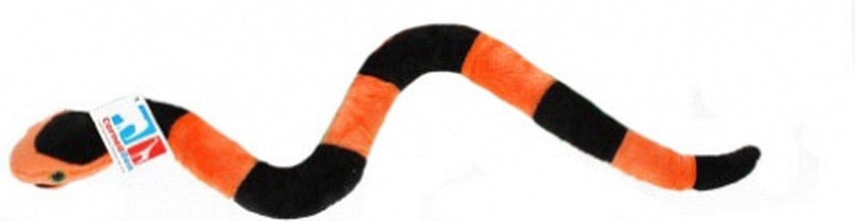Cornelissen Pluche slang knuffeldier - oranje/zwart - 42 cm - met kraalogen