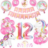 Partypakket® Eenhoorn Verjaardag Versiering - 12 jaar - Unicorn versiering - All-in-one Feestpakket - Decoratie - Ballonnen - Feestpakket - Verjaardag - Feest versiering