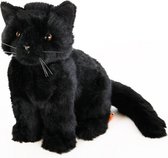 Pluche zittende knuffel kat zwart 20 cm