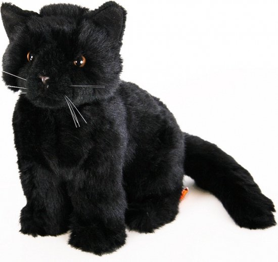 Burger bloem Pennenvriend Pluche zittende knuffel kat zwart 20 cm | bol.com