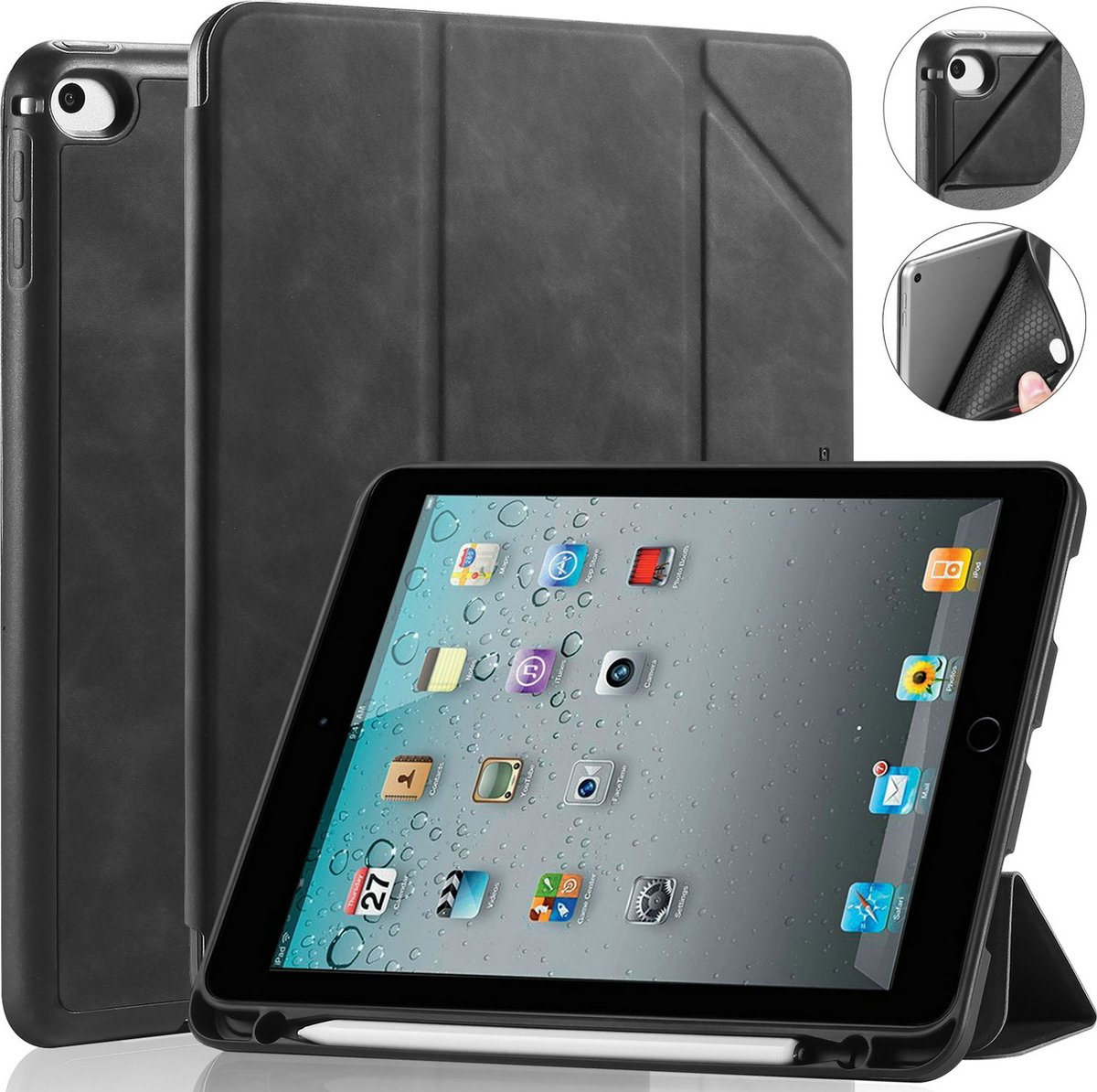 CaseMe - Tablet hoes geschikt voor iPad Mini 7.9 (2019) - Ming Book Case - Tablethoes met Auto Wake/Sleep functie - Zwart