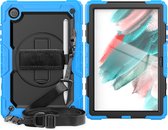 Case2go - Tablet Hoes geschikt voor Samsung Galaxy Tab A8 (2022 & 2021) - 10.5 Inch - Heavy Duty Case met Ingebouwde Screenprotector en Schouderriem - Licht Blauw