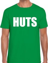 HUTS tekst t-shirt groen heren - feest shirt HUTS voor heren M