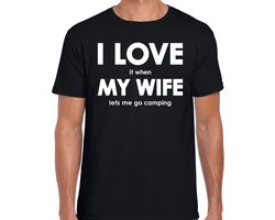 I love it when my wife lets me go camping shirt - grappig kamperen hobby t-shirt zwart heren - Cadeau kampeerder/ avonturier L