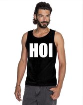 Hoi tekst singlet shirt/ tanktop zwart heren S