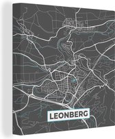 Canvas Schilderij Leonberg – Stadskaart – Blauw – Plattegrond – Stadskaart – Kaart - Duitsland - 90x90 cm - Wanddecoratie