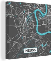 Canvas Schilderij Stadskaart – Kaart – Neuss – Blauw – Duitsland – Plattegrond - 20x20 cm - Wanddecoratie