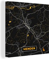 Canvas Schilderij Stadskaart – Kaart – Menden – Gold – Duitsland – Plattegrond - 90x90 cm - Wanddecoratie