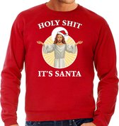 Holy shit its Santa foute Kerstsweater / Kerst trui rood voor heren - Kerstkleding / Christmas outfit L