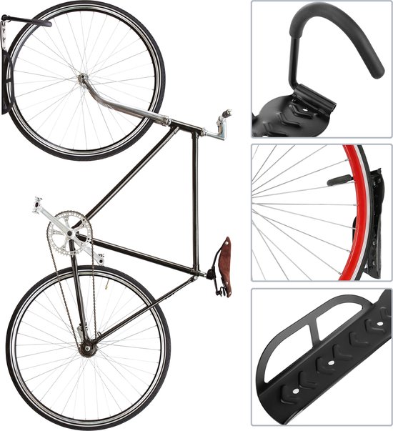 PrimeMatik - Support Mural de vélo avec Crochet Pliable pour Rangement de  Bicyclette 2-Pack