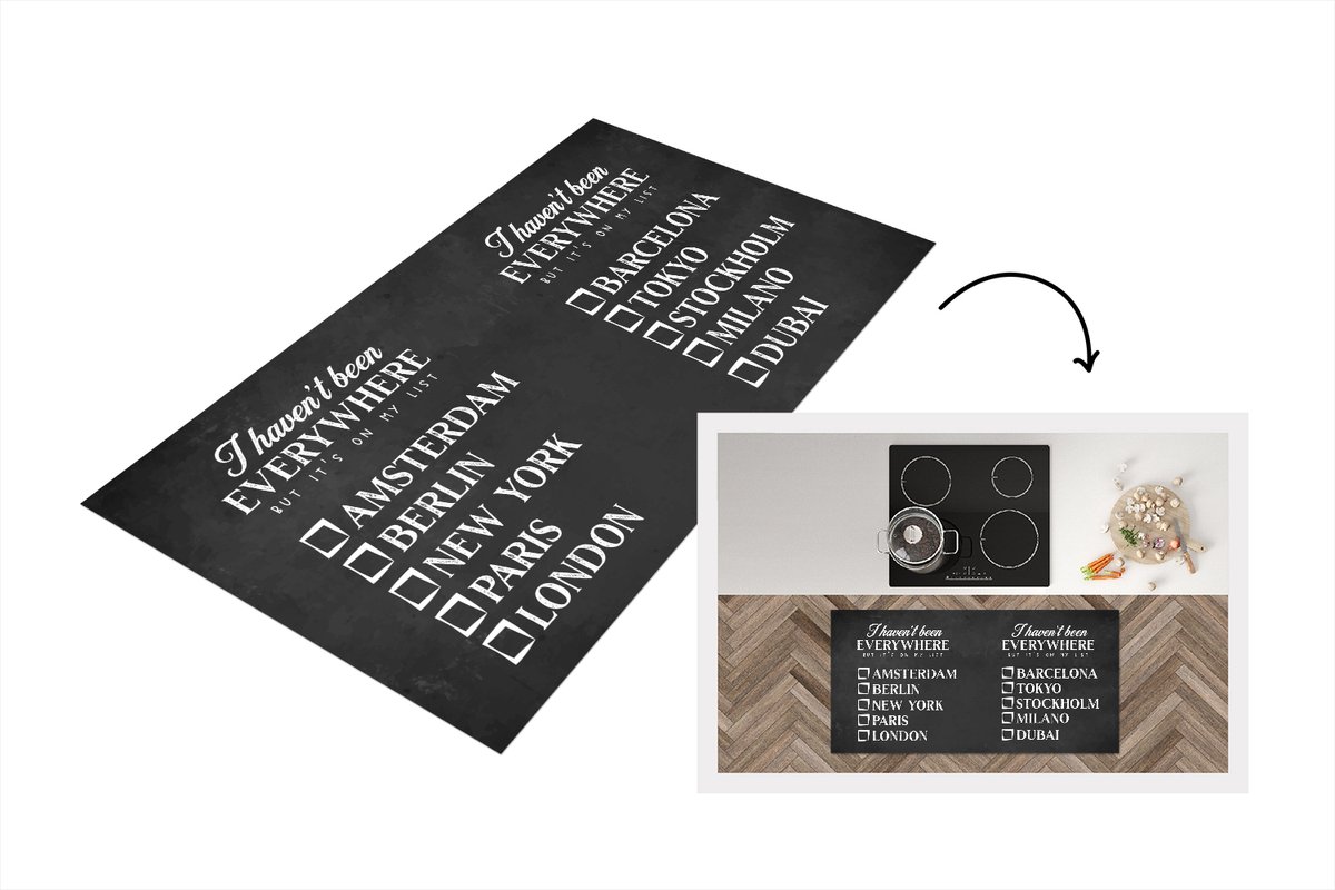 KitchenYeah Keukenloper - Loper keuken - Spreuken - Quotes - I haven't been everywhere but it's on my list - Berlijn - 120x60 cm - Keukenloper vinyl Multicolor