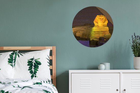 Assiette en plastique sphinx mural cercle doré ⌀ 60 cm - impression photo sur cercle mural / cercle vivant (décoration murale)