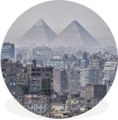 WallCircle - Wandcirkel ⌀ 60 - Uitzicht op de piramides van Caïro - Egypte - Ronde schilderijen woonkamer - Wandbord rond - Muurdecoratie cirkel - Kamer decoratie binnen - Wanddecoratie muurcirkel - Woonaccessoires
