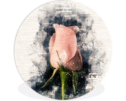 WallCircle - Wandcirkel ⌀ 90 - Rozen - Bloemen - Rook - Krant - Ronde schilderijen woonkamer - Wandbord rond - Muurdecoratie cirkel - Kamer decoratie binnen - Wanddecoratie muurcirkel - Woonaccessoires