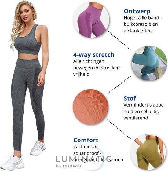 Perform Legging - Fitness Legging - Sportlegging Dames - Yoga Legging - High Waist Legging - Yoga Kleding Dames - Yoga Broek Dames - Sportkleding Dames - Sportbroek Dames - Legging & Shapewear Dames - Luminatic® - Blauw - Maat M van Perform — afbeelding 2
