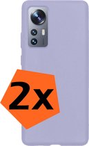 Hoesje Geschikt voor Xiaomi 12X Hoesje Siliconen Cover Case - Hoes Geschikt voor Xiaomi 12X Hoes Back Case - 2-PACK - Lila