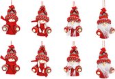 12x stuks kunststof kersthangers kerstpoppetjes/kerstmannetjes 8 cm kerstornamenten - Kerstversiering ornamenten