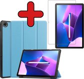 Hoes Geschikt voor Lenovo Tab M10 Plus 3rd Gen Hoes Book Case Hoesje Trifold Cover Met Screenprotector - Hoesje Geschikt voor Lenovo Tab M10 Plus (3e Gen) Hoesje Bookcase - Lichtblauw