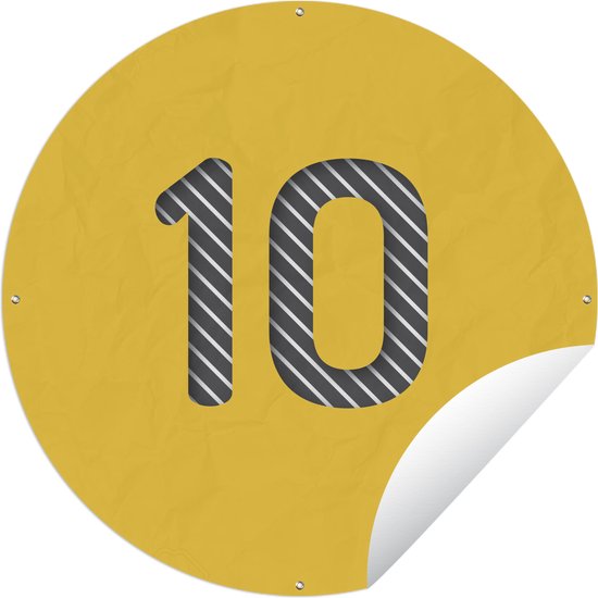 Tuincirkel Nummer 10 gestreept - 90x90 cm - Ronde Tuinposter - Buiten