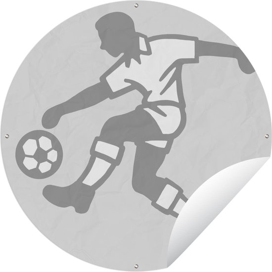 Tuincirkel Een illustratie van een persoon die de voetbal aanneemt - Jongens - Meisjes - Kinderen - 150x150 cm - Ronde Tuinposter - Buiten