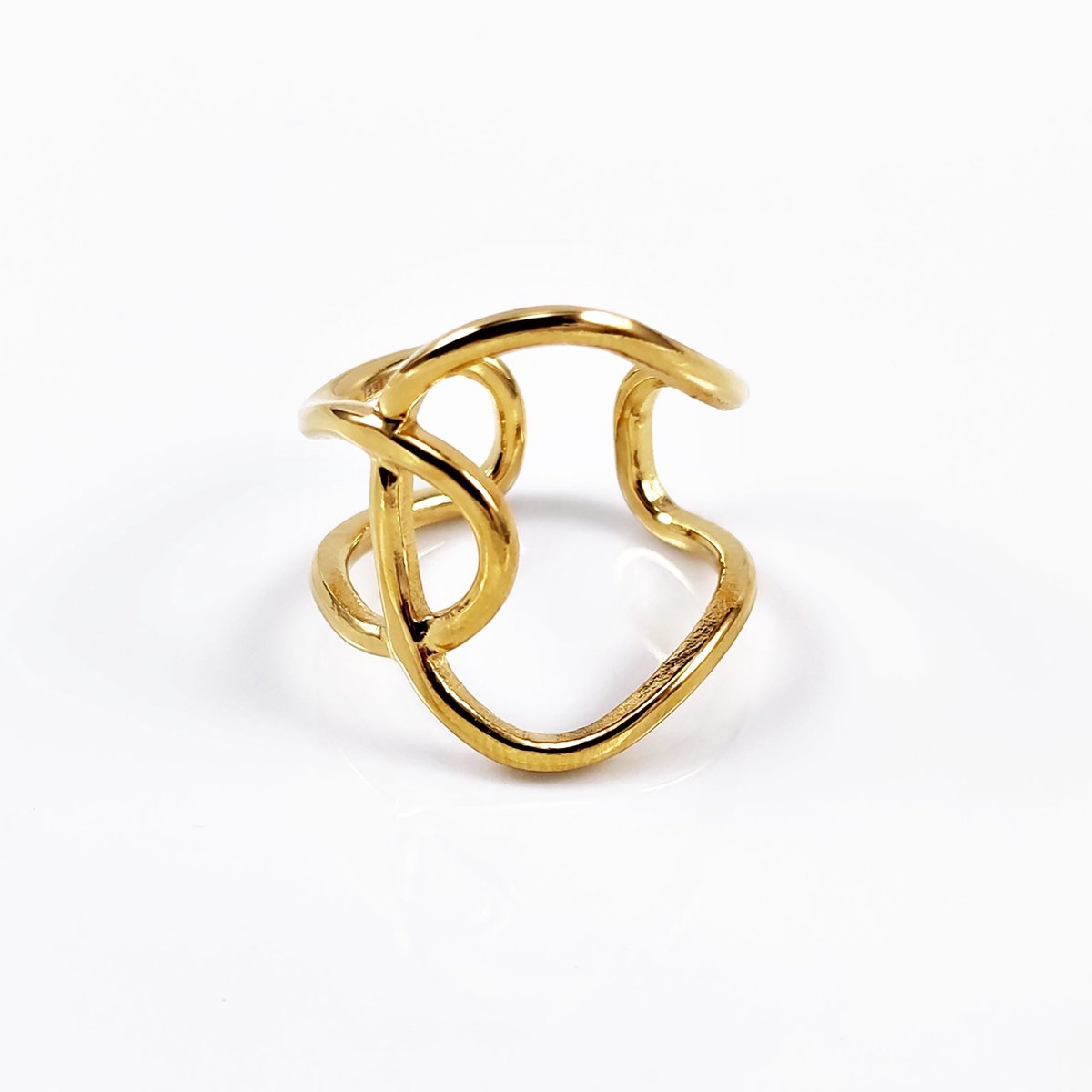 Vergulde Roestvrij Stalen Geometrische Dames Ring