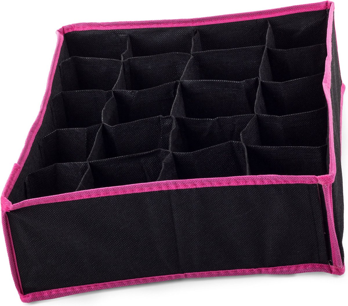 2X Organizer voor ondergoed en sokken lades - 20 Vaks - Zwart/Roze - Materiaal linnen - Goed luchtdoorlatend