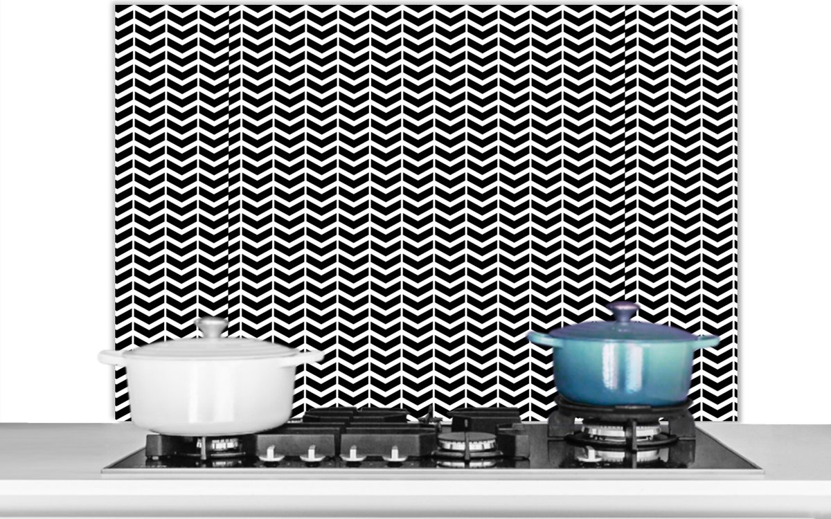 Spatscherm - Achterwand keuken - Design - Patronen - Zwart - Wit - Keuken - 100x65 cm