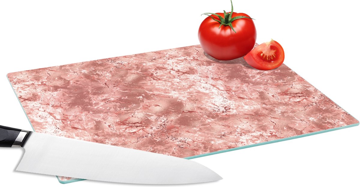 Glazen Snijplank - 28x20 - Rosé - Marmer - Stenen - Luxe - Snijplanken Glas