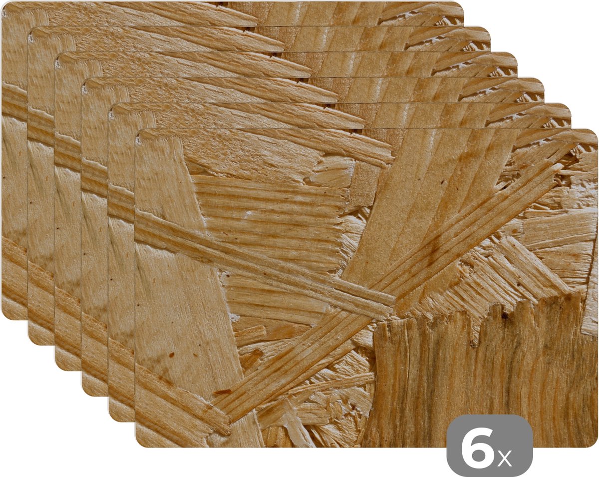 Placemat - Placemats - OSB - Wood - Hout - Plank - Schutting - Tafel onderzetters - 45x30 cm - 6 stuks