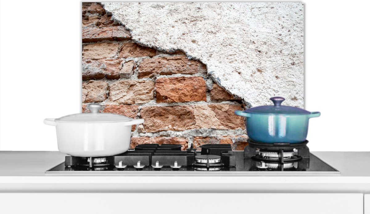 Spatscherm - Spatwand- Muur - Stenen - Gips - Baksteen - Koken - Keuken achterwand - 70x50 cm