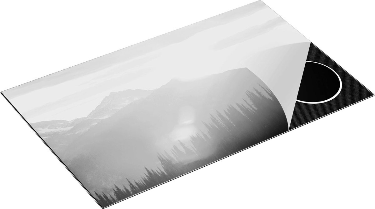 Chefcare Inductie Beschermer Zonsondergang in het Bos - Zwart Wit - 85x50 cm - Afdekplaat Inductie - Kookplaat Beschermer - Inductie Mat