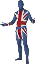 Smiffy's - Landen Thema Kostuum - Engelse Superheld Second Skin - Man - Blauw - Medium - Carnavalskleding - Verkleedkleding