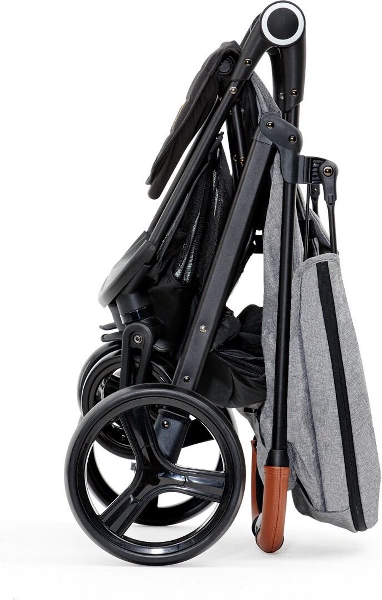 Kinderkraft GRANDE PLUS Kinderwagen – Lichtgewicht met Stalen Frame – Klik&Vouw Systeem – Grote Wielen – tot 22 kg – Grijs thumbnail 5