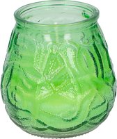 1x Citronella lowboy tuin kaarsen in groen glas 10 cm - Anti muggen/insecten artikelen