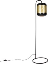 QAZQA kayleigh - Industriele Vloerlamp | Staande Lamp - 1 lichts - H 140 cm - Zwart Goud - Industrieel - Woonkamer | Slaapkamer | Keuken